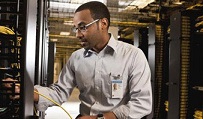 A Dell employee at company data center
